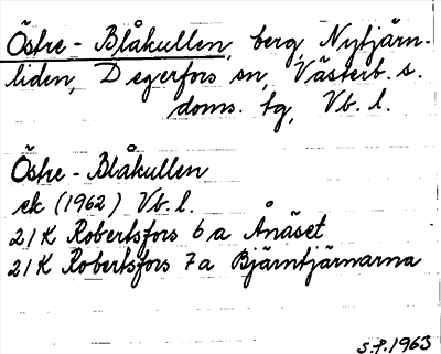 Bild på arkivkortet för arkivposten Östre-Blåkullen