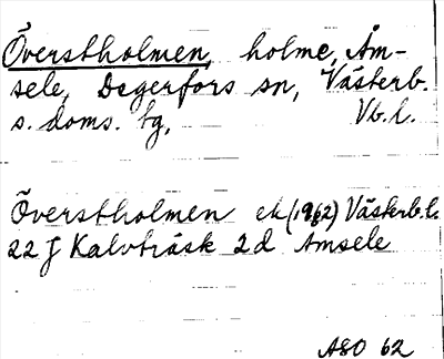 Bild på arkivkortet för arkivposten Överstholmen