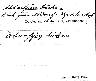 Bild på arkivkortet för arkivposten Abbartjärnbäcken