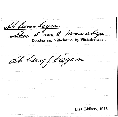 Bild på arkivkortet för arkivposten Ablundtegen