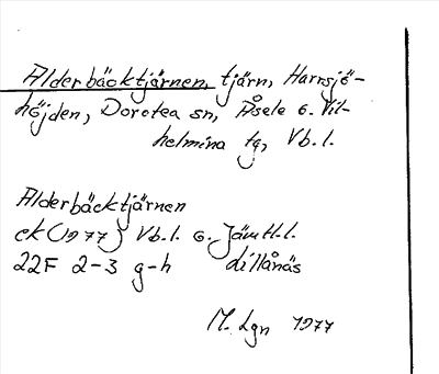 Bild på arkivkortet för arkivposten Alderbäcktjärnen
