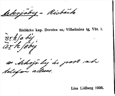 Bild på arkivkortet för arkivposten Arksjöby