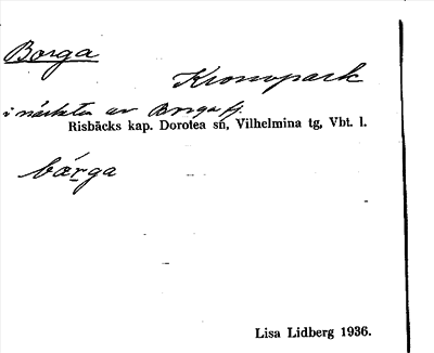 Bild på arkivkortet för arkivposten Borga
