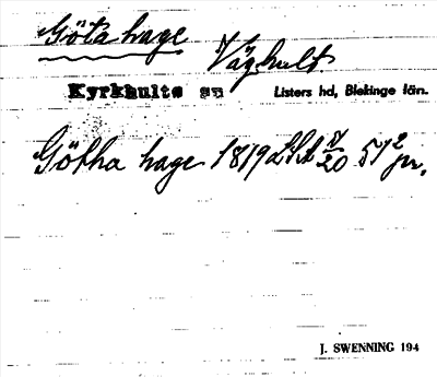 Bild på arkivkortet för arkivposten Göta hage