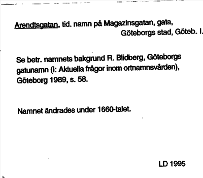 Bild på arkivkortet för arkivposten Arendtsgatan