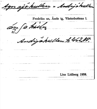 Bild på arkivkortet för arkivposten Agnsjökullen