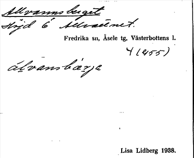 Bild på arkivkortet för arkivposten Allvannsberget