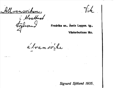 Bild på arkivkortet för arkivposten Allvansviken