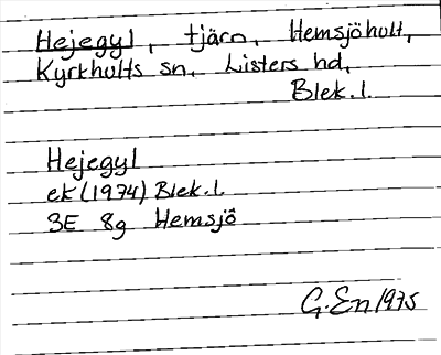 Bild på arkivkortet för arkivposten Hejegyl