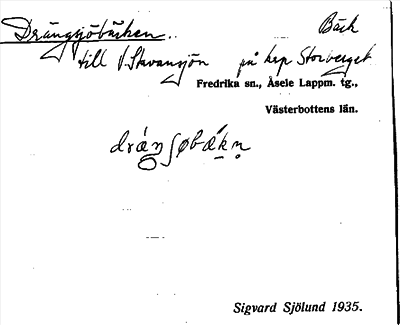 Bild på arkivkortet för arkivposten Drängsjöbäcken