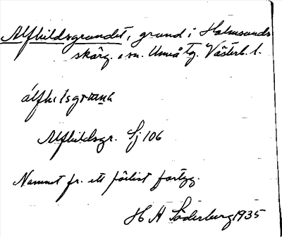 Bild på arkivkortet för arkivposten Alfhildsgrundet