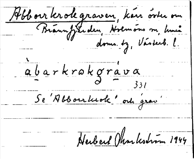 Bild på arkivkortet för arkivposten Abborrkrokgraven
