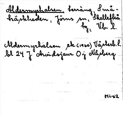 Bild på arkivkortet för arkivposten Aldermyrhalsen