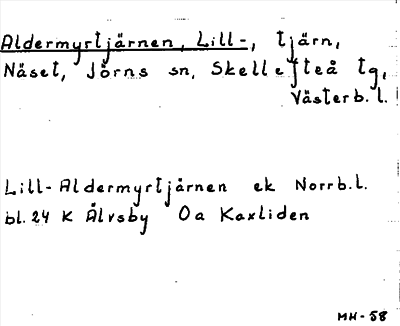 Bild på arkivkortet för arkivposten Aldermyrtjärnen, Lill-