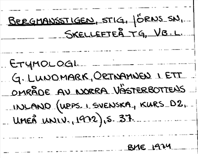 Bild på arkivkortet för arkivposten Bergmansstigen