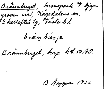 Bild på arkivkortet för arkivposten Brännberget