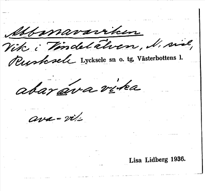 Bild på arkivkortet för arkivposten Abborravaviken