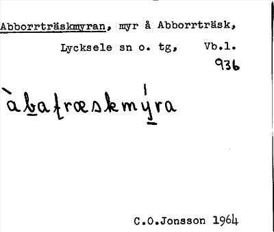 Bild på arkivkortet för arkivposten Abborrträskmyran