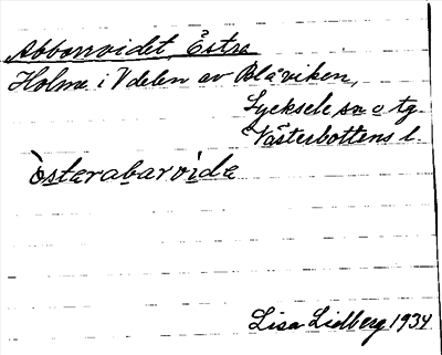 Bild på arkivkortet för arkivposten Abborrvidet, Östra
