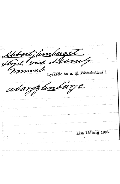 Bild på arkivkortet för arkivposten Abbortjärnberget