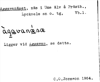 Bild på arkivkortet för arkivposten Aggavanäset