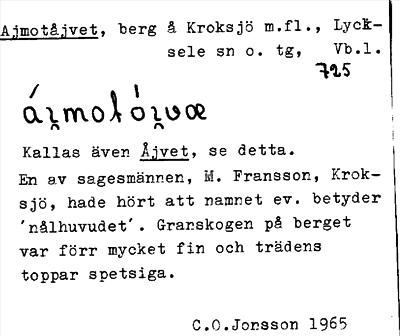 Bild på arkivkortet för arkivposten Ajmotåjvet