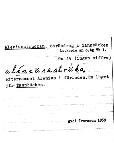 Bild på arkivkortet för arkivposten Aleniusstruckan