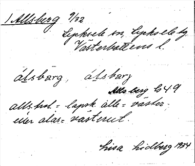 Bild på arkivkortet för arkivposten Allsberg
