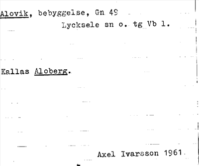 Bild på arkivkortet för arkivposten Alovik