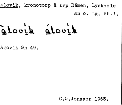 Bild på arkivkortet för arkivposten Alovik