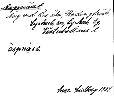 Bild på arkivkortet för arkivposten Aspnäset