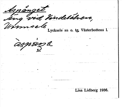 Bild på arkivkortet för arkivposten Aspänget