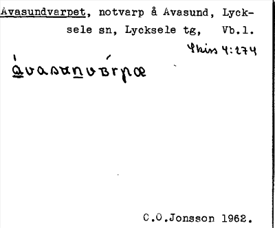 Bild på arkivkortet för arkivposten Avasundvarpet