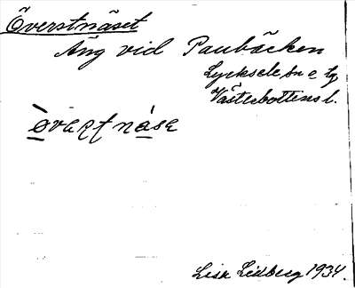 Bild på arkivkortet för arkivposten Överstnäset