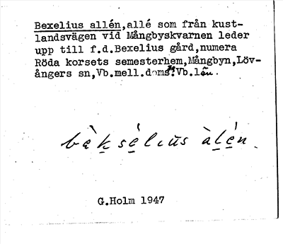 Bild på arkivkortet för arkivposten Bexelius allén