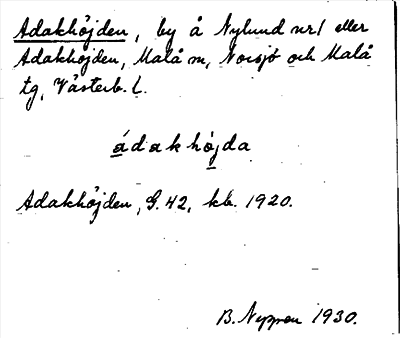 Bild på arkivkortet för arkivposten Adakhöjden