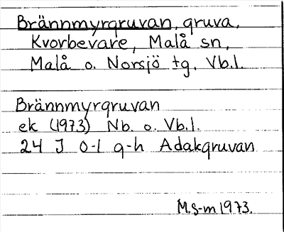 Bild på arkivkortet för arkivposten Brännmyrgruvan