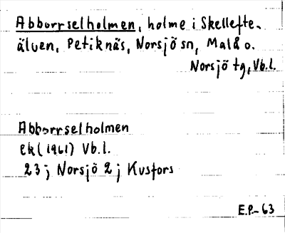 Bild på arkivkortet för arkivposten Abborrselholmen
