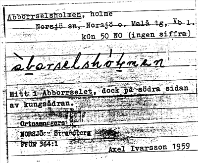 Bild på arkivkortet för arkivposten Abborrselsholmen