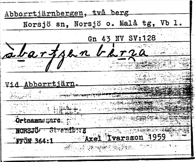 Bild på arkivkortet för arkivposten Abborrtjärnbergen