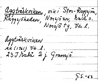 Bild på arkivkortet för arkivposten Aggträskviken