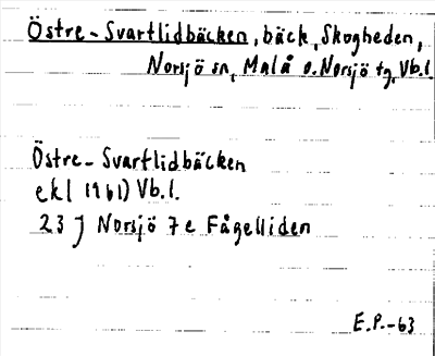 Bild på arkivkortet för arkivposten Östre-Svartlidbäcken