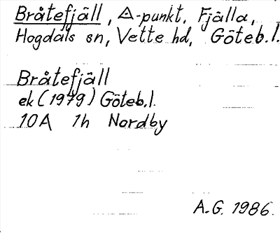 Bild på arkivkortet för arkivposten Bråtefjäll