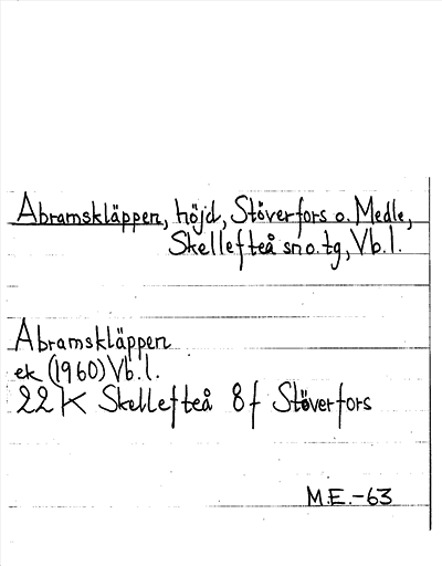 Bild på arkivkortet för arkivposten Abramskläppen