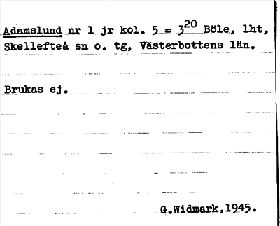 Bild på arkivkortet för arkivposten Adamslund