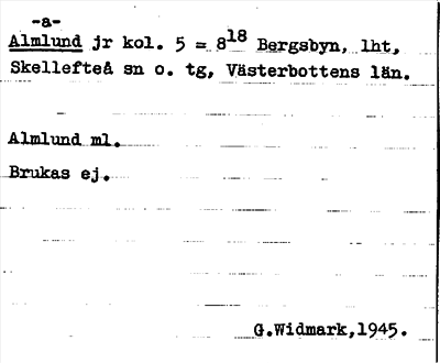 Bild på arkivkortet för arkivposten Almalund