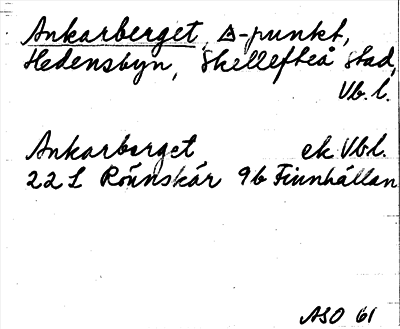 Bild på arkivkortet för arkivposten Ankarberget