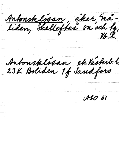 Bild på arkivkortet för arkivposten Antonsklösan