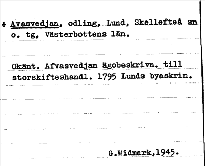 Bild på arkivkortet för arkivposten +Avasvedjan