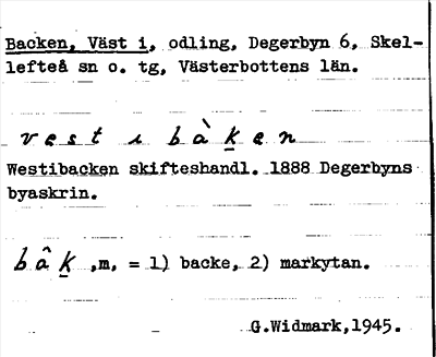 Bild på arkivkortet för arkivposten Backen, Väst i